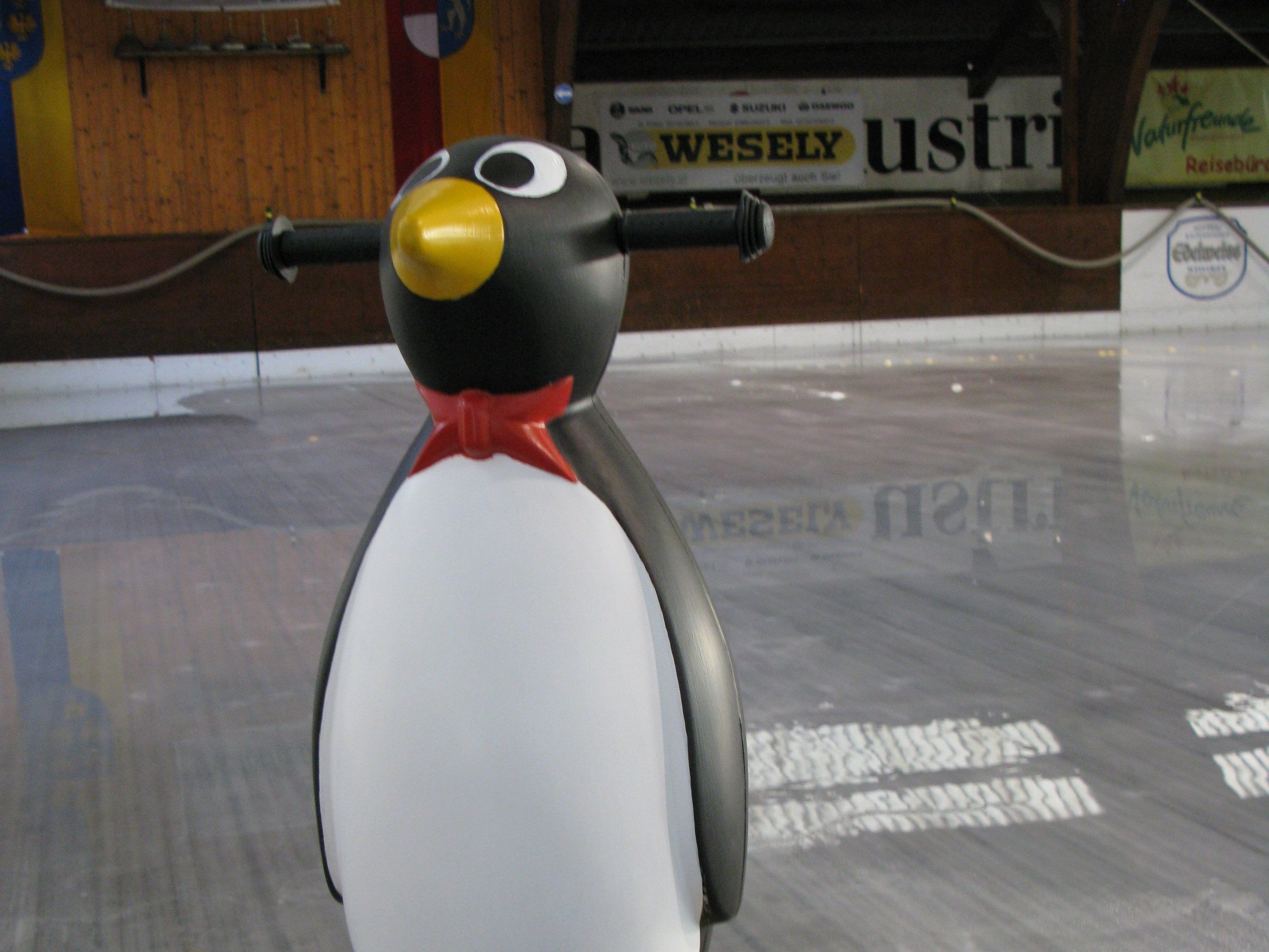 Mit dem Pinguin lernen die Kinder schnell Eislaufen
