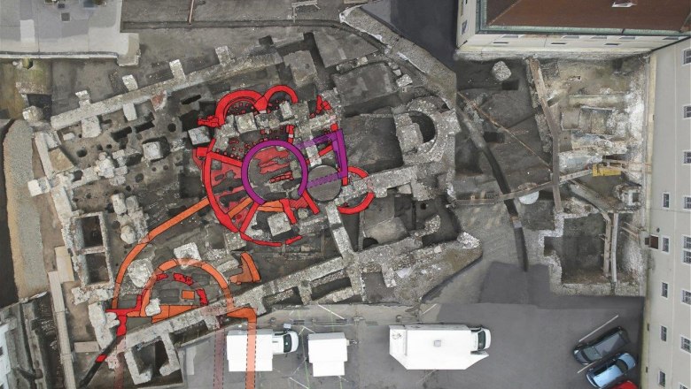 Roman palace with round bath building from the 4th/5th century on the cathedral square, &copy; Stadtmuseum St. P&ouml;lten